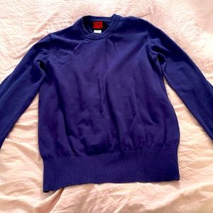 Boys navy cotton crew neck sweater